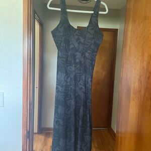 Prana Blue Sheath Maxi Dress Sleeveless Scoop Neck